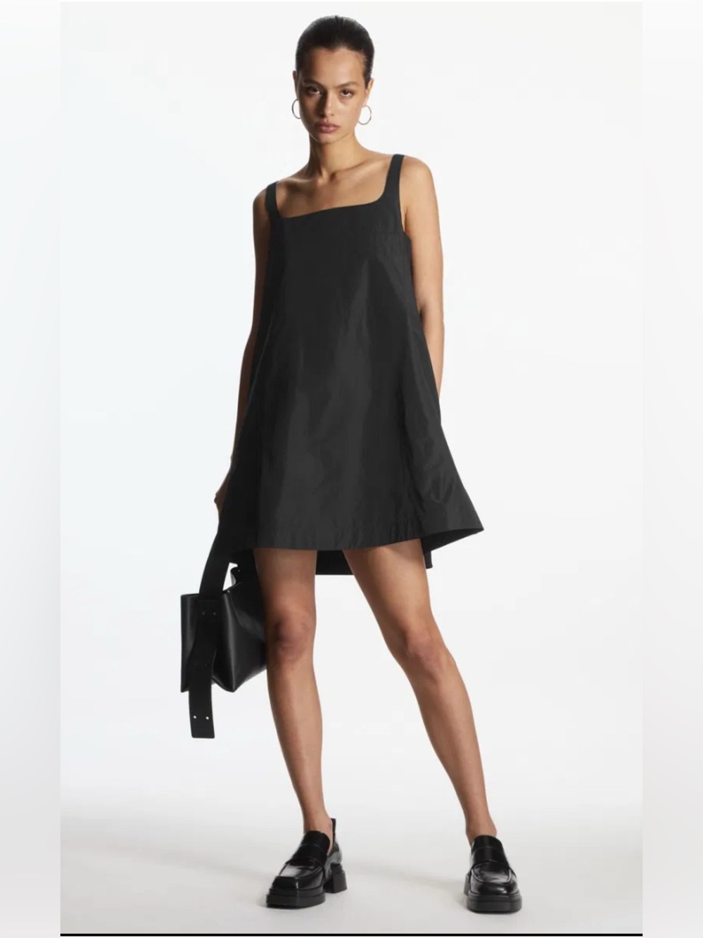 COS Black Square-Neck A-Line Mini Panel Dress - Women
